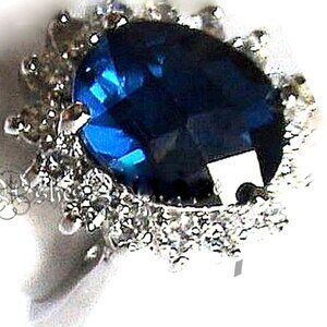 Brass Princess Diana Kate Checker Cut Sapphire Blue Cz Oval Wedding Ring Size 5
